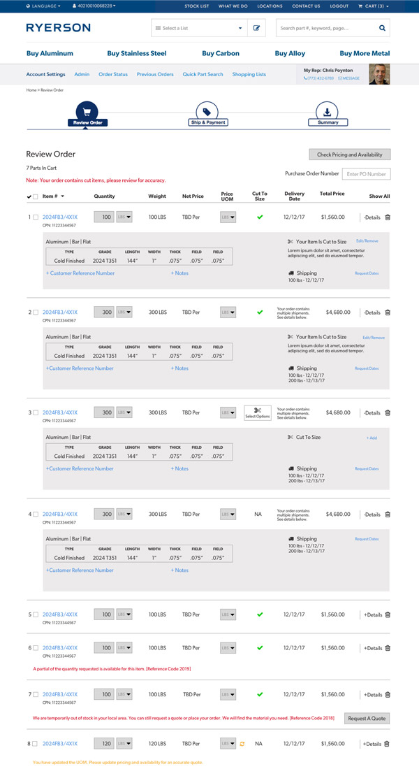 Wireframe — cart step 5