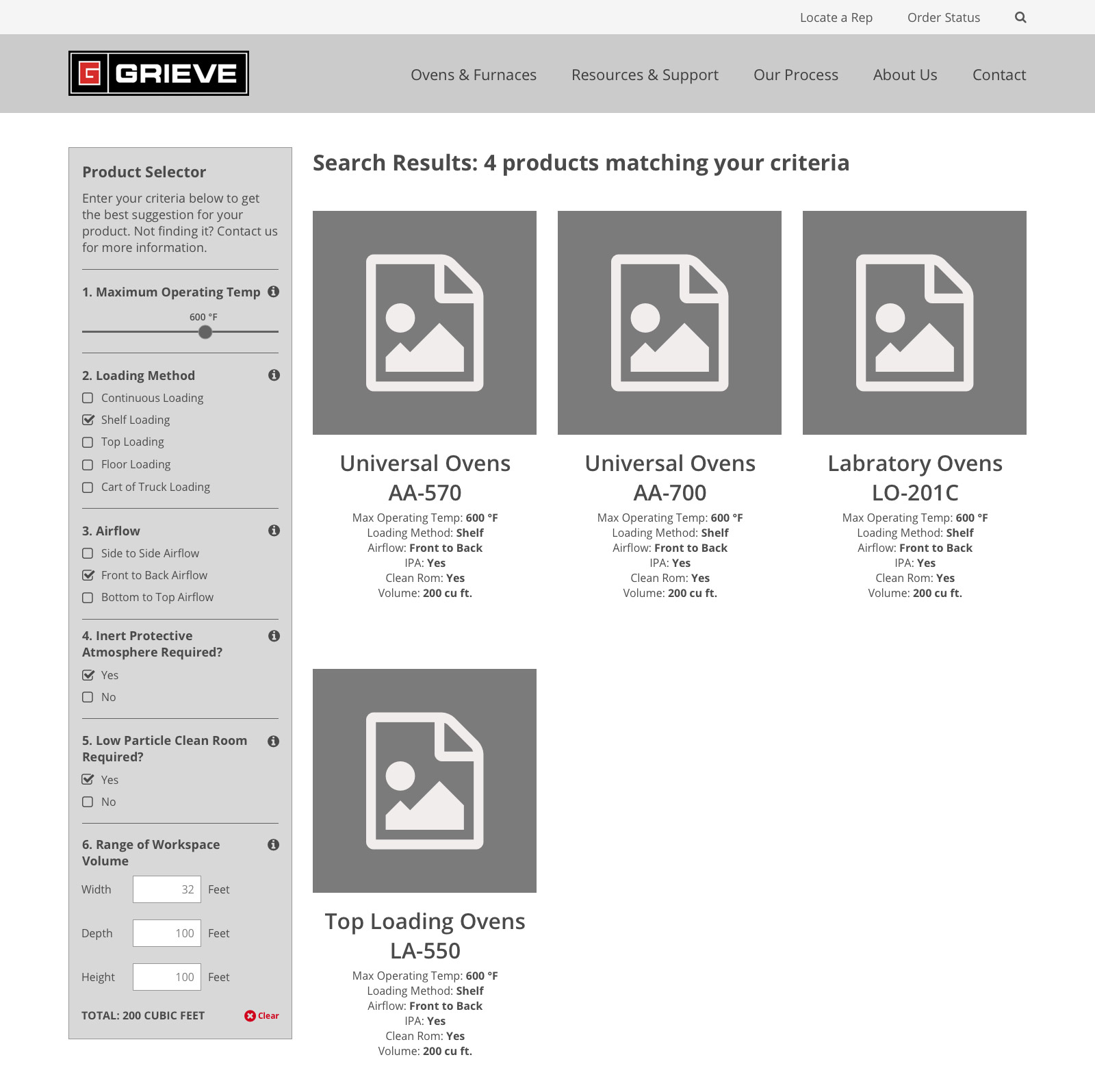 Product Finder tool — filter and value sliders for precise matching
