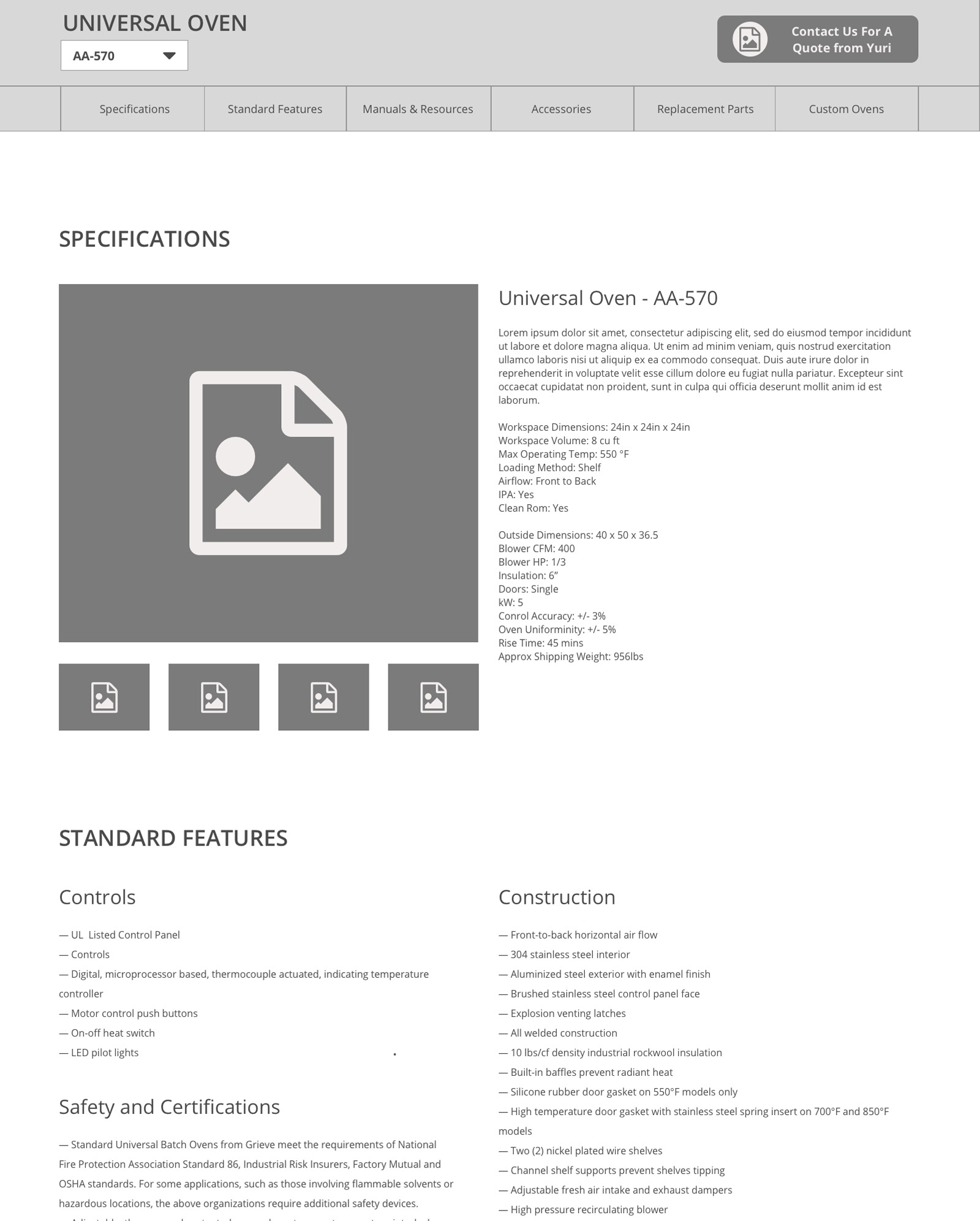 Dynamic model-specific content section