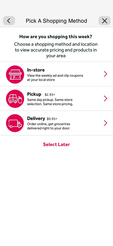 Method selector modal — unselected, unauthenticated