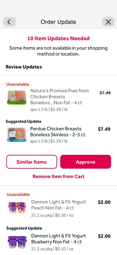 Swap in cart messaging — view all