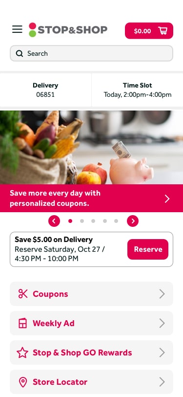Home delivery and time slot selected