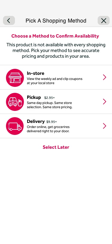 Item discrepancy — user must select method